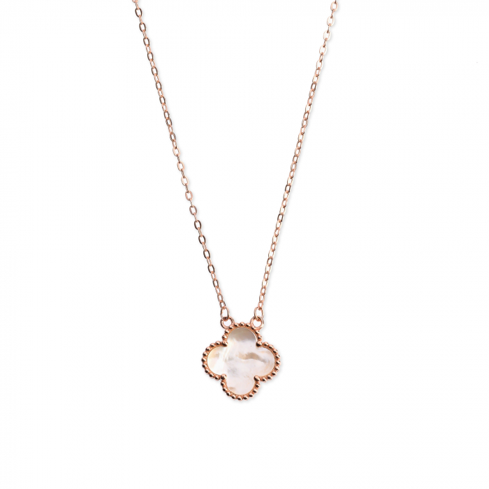Set Bratara, Colier si Cercei Lucky cu Trifoi, Alb cu Rose Gold [4]