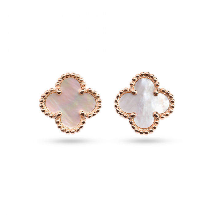 Set Bratara, Colier si Cercei Lucky cu Trifoi, Alb cu Rose Gold [3]