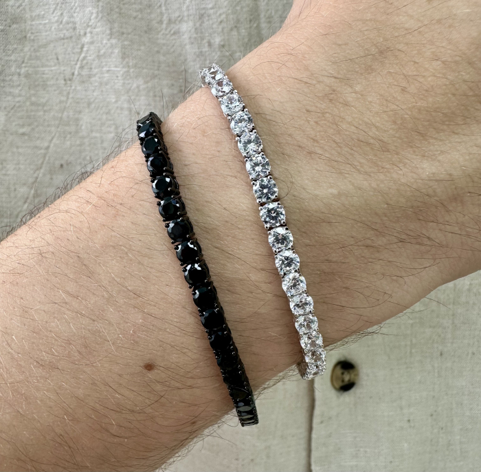 Set Bratari Tennis UNA VIDA for Men 4mm, 19 cm Argint [4]