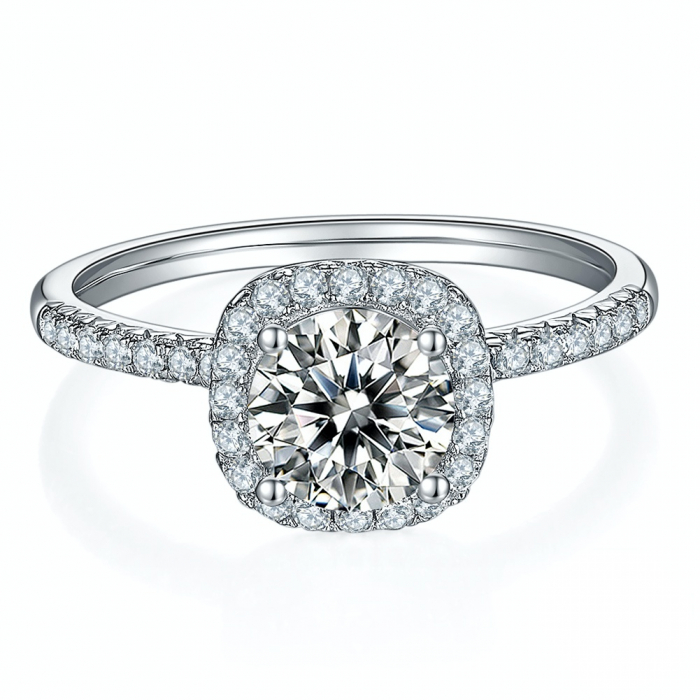 Set Colier, Cercei si Inel Amor cu Diamant Moissanite, Argint Rodiat [9]