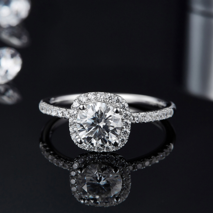 Set Colier, Cercei si Inel Amor cu Diamant Moissanite, Argint Rodiat [7]