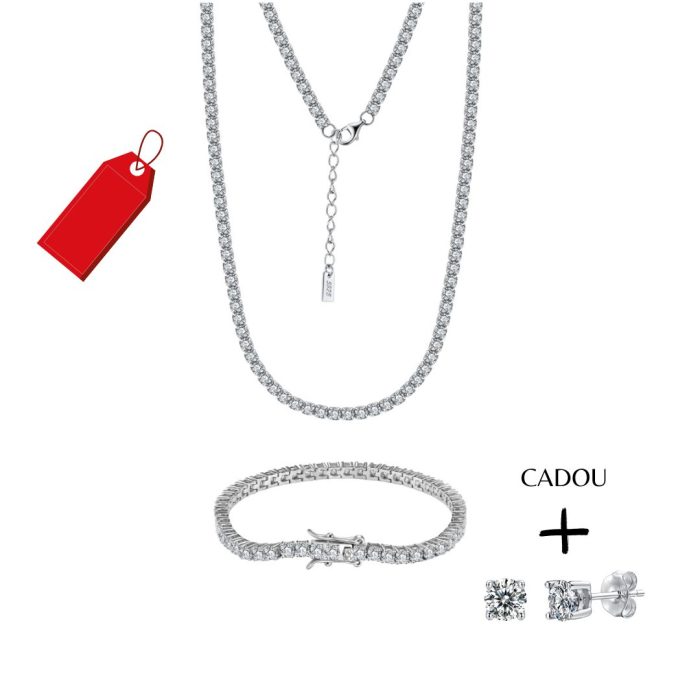 Set Colier si Bratara Tennis, 3mm, Argint 925 [1]