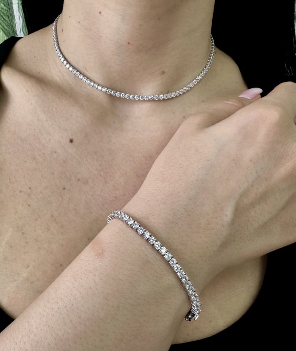Set Colier si Bratara Tennis, 3mm, Argint 925 [5]