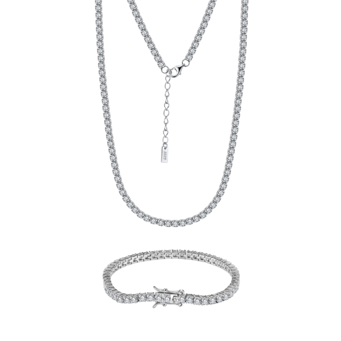 Set Colier si Bratara Tennis, 3mm, Argint 925 [2]