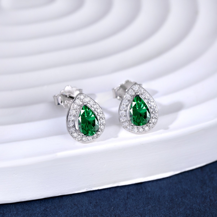 Set Colier si Cercei Una Vida Lacrima Verde, Argint 925 [4]