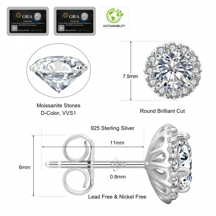 Set Colier si Cercei Una Vida Magic Diamond cu Moissanite, Argint 925 [6]