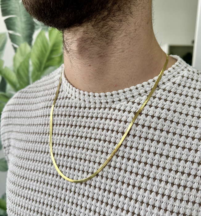 Set cu Lant si Bratara din Argint Una Vida Snake Gold for Men [5]