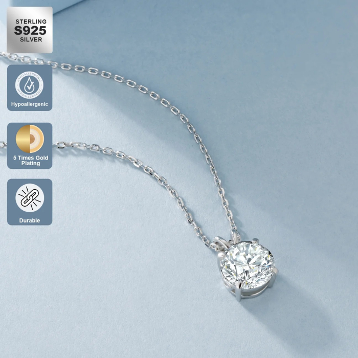 Set Moissanite Argint 925, Colier 1 ct + Cercei | Una Vida [4]