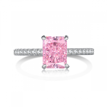 Noutati - Inel Una Vida Emerald Cut Roz Pal, Argint 925