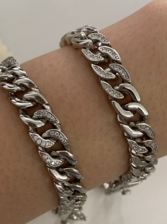 Bratara Cuban din Argint cu Zirconiu, 20 cm [1]