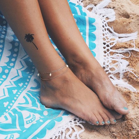 Bratara de Picior Una Vida, Dubla cu Perle, Argint [1]