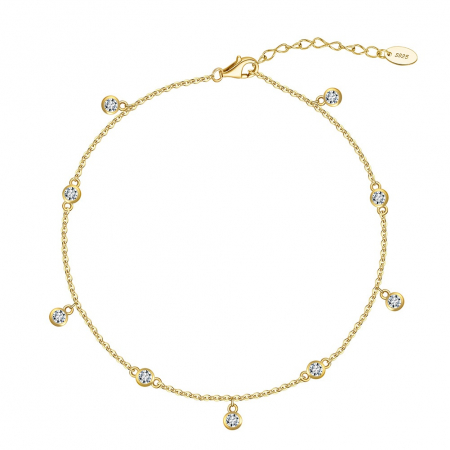 Bratari de Picior - Bratara de Picior Una Vida Sparkle, Argint Placat cu Aur