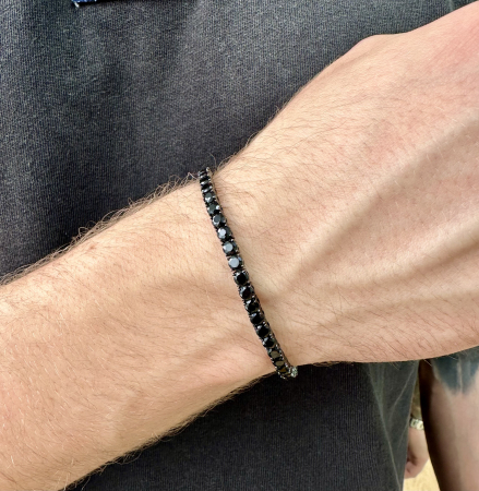 Bratara Tennis Una Vida 4mm for Men Full Black, Masura 19cm, Argint [2]