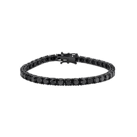 Bratara Tennis Una Vida 4mm for Men Full Black, Masura 19cm, Argint [1]