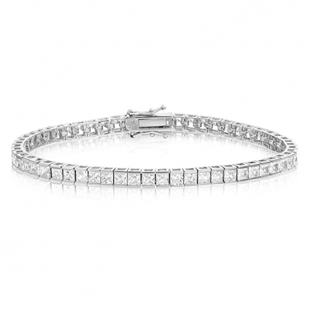 Bratari - Bratara Tennis Square Cut 3mm for Men, 20 cm, Argint 925