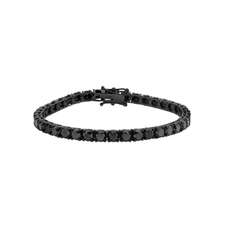 Bratari - Bratara Tennis Una Vida 4mm for Men Full Black, Masura 19cm, Argint