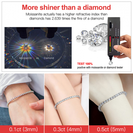 Bratara Tennis Una Vida Diamante Moissanite 0.1ct, Masura 18 cm [5]
