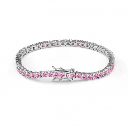 Bratari - Bratara Tennis Una Vida Roz Pal 16,5 cm, Argint 925
