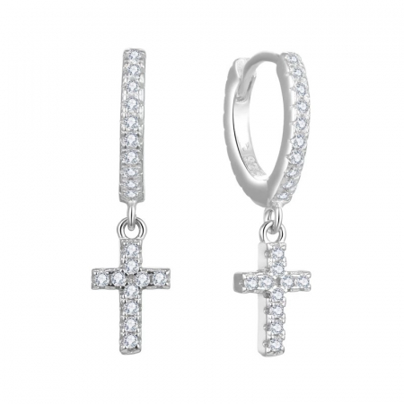Produse - Cercei Una Vida Cruce Mini cu Zirconiu, Argint 925