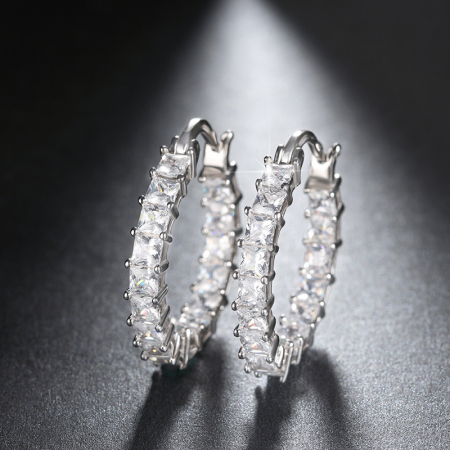 Cercei Eternity Rotunzi cu Cristale Zirconia Argintiu [2]