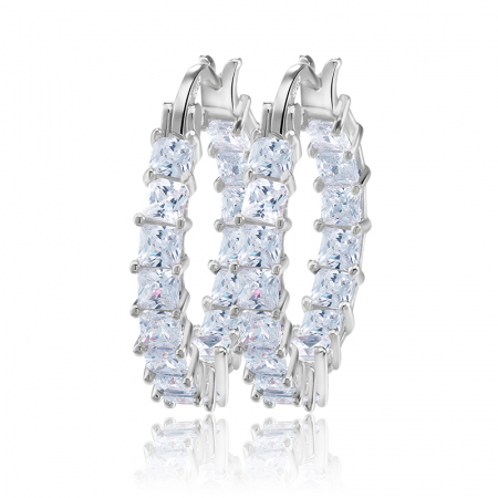 Produse - Cercei Eternity Rotunzi cu Cristale Zirconia Argintiu