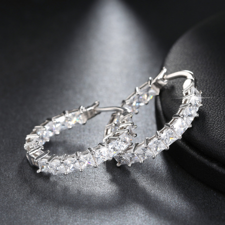 Cercei Eternity Rotunzi cu Cristale Zirconia Argintiu [3]