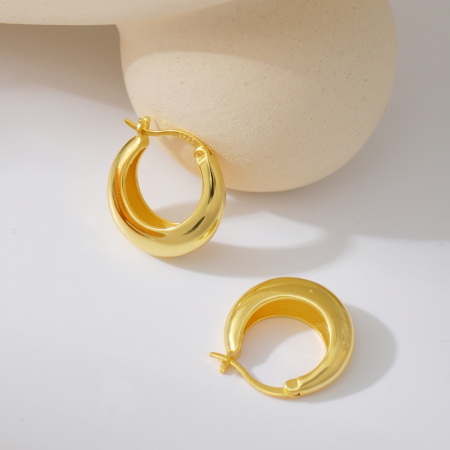 Cercei Hoop Gold Una Vida, Argint Placati cu Aur [1]