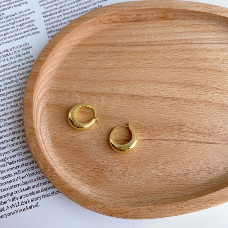 Cercei Hoop Gold Una Vida, Argint Placati cu Aur [4]
