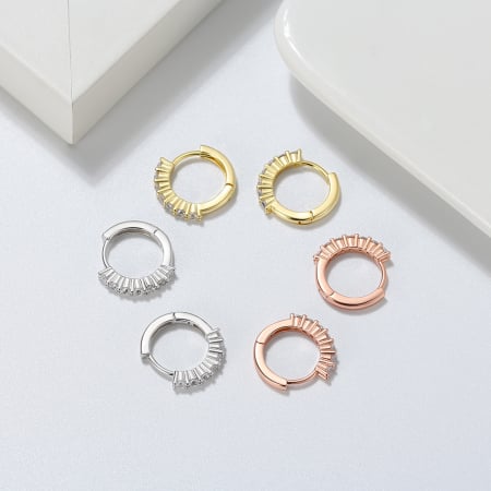 Cercei Hoop UNA VIDA cu Zirconiu, Argint Placat cu Aur 14k [2]