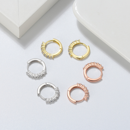 Cercei Hoop UNA VIDA cu Zirconiu, Argint Placat cu Aur Rose 14k [1]
