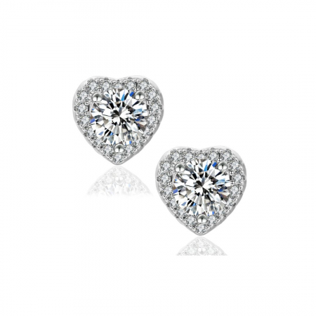 Noutati - Cercei Inima Diamond Moissanite, Argint 925