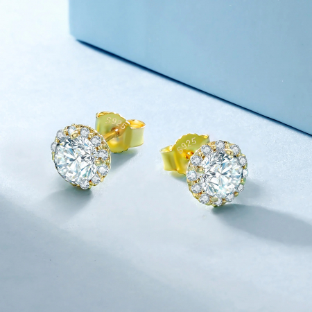 Cercei Magic Diamond Moissanite, Argint Placat cu Aur [1]