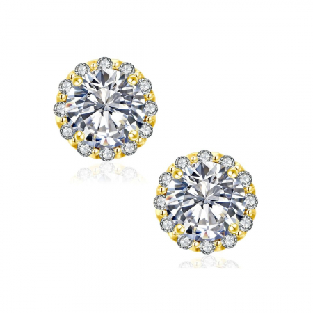 Noutati - Cercei Magic Diamond Moissanite, Argint Placat cu Aur