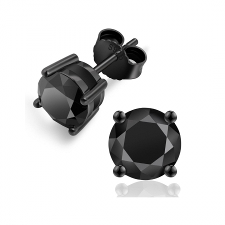 For MEN - Cercei Moissanite Full Black 0.6ct, 5.5mm, Argint 925