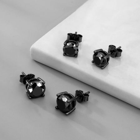 Cercei Moissanite Full Black 0.6ct, 5.5mm, Argint 925 [1]