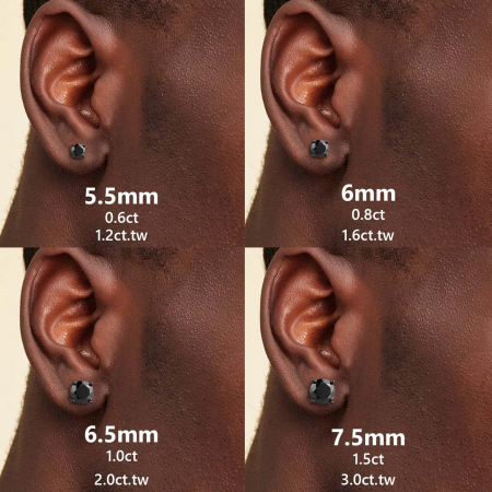 Cercei Moissanite Full Black 0.6ct, 5.5mm, Argint 925 [3]