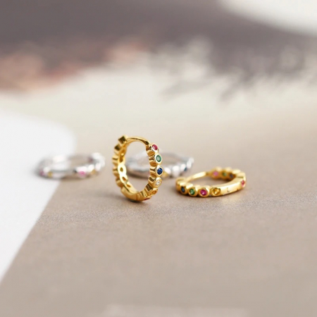 Cercei Rotunzi Mini Una Vida Colors, Argint Placati cu Aur 18k [1]