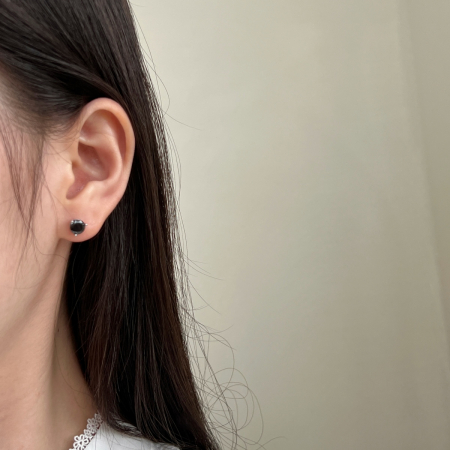 Cercei Stud cu Zirconiu Negru, Argint 925, Unisex [5]