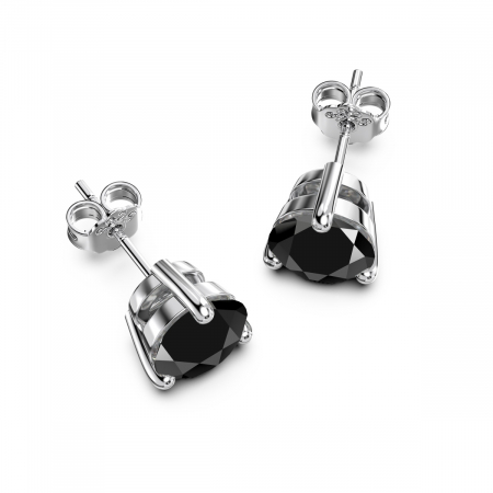 Cercei Stud cu Zirconiu Negru, Argint 925, Unisex [2]