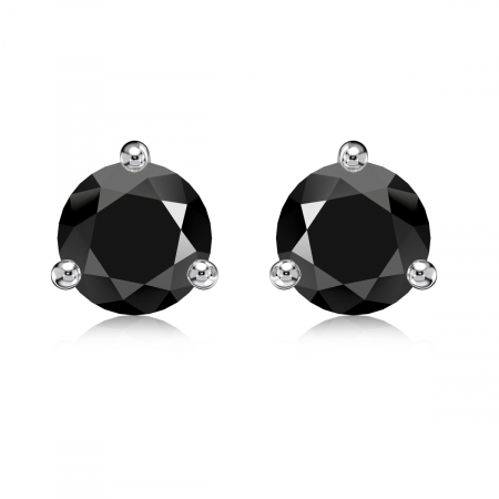 Cercei Stud cu Zirconiu Negru, Argint 925, Unisex [1]