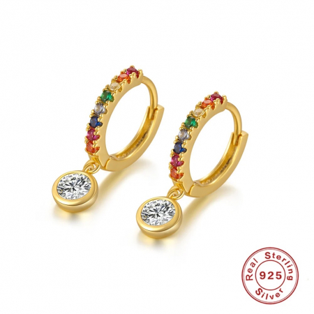 Cercei Una Vida Multicolor Rainbow din Argint Placati cu Aur 18k [3]