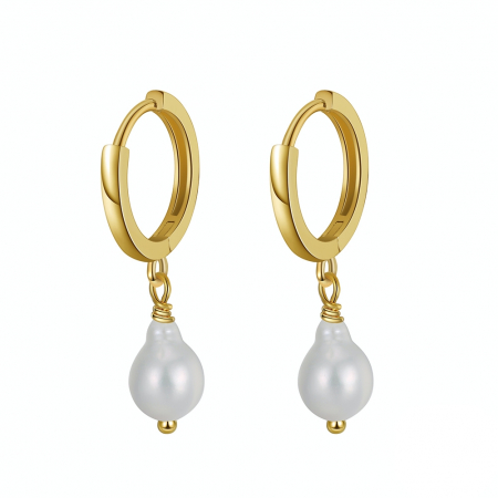 Produse - Cercei Una Vida Portofino cu Perla, Argint Placat cu Aur 18k