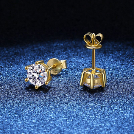 Cercei Una Vida Stud Diamant Moissanite 1ct Gold, Argint 925 [2]