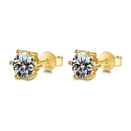Noutati - Cercei Una Vida Stud Diamant Moissanite 1ct Gold, Argint 925