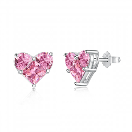 Noutati - Cercei Una Vida Valentine's Argint, Inimoara Roz