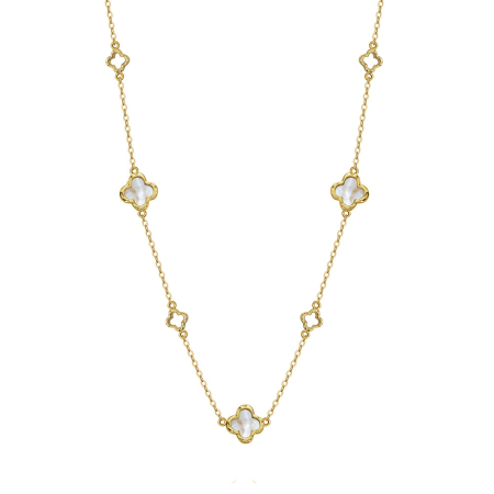 Colier Clover Pearl din Argint 925 Placat cu Aur 14K și Sidef Natural