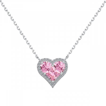 Noutati - Colier cu Inimioara Argint cu Zirconiu Roz, Valentine's Collection