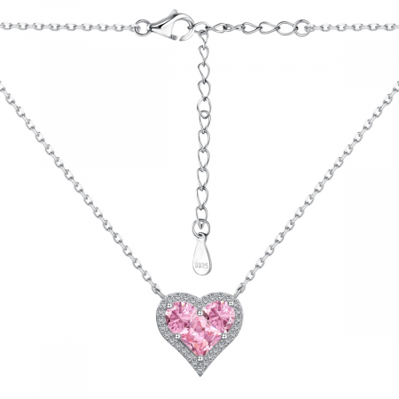 Colier cu Inimioara Argint cu Zirconiu Roz, Valentine's Collection [3]