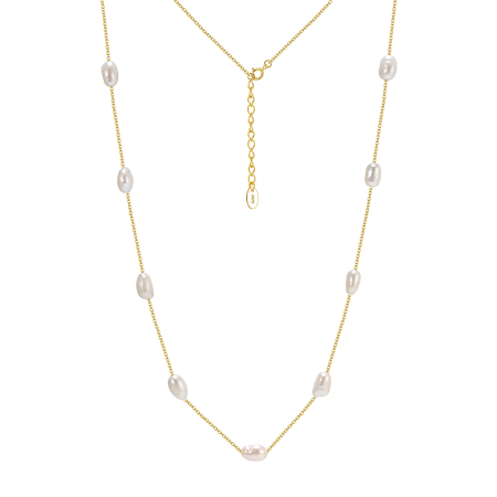 Coliere - Colier cu Perle de Cultura, Rio, Argint Placat cu Aur