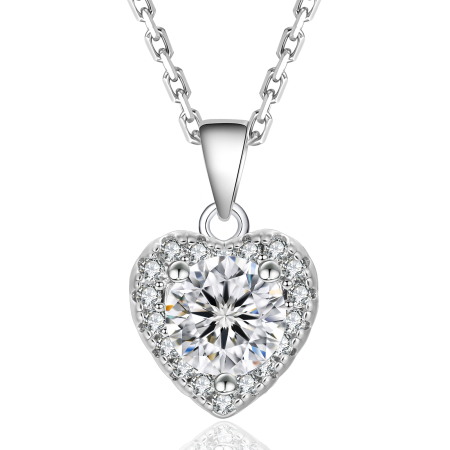 Coliere - Colier Inima Diamond cu Moissanite, Argint 925